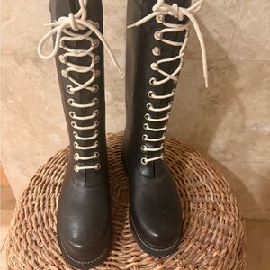 Lose Jacobson Black Lace-Up Women's Rubber Boots